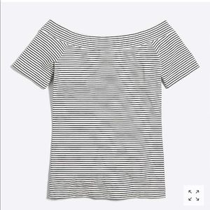 JCrew Striped off-the-shoulder tee